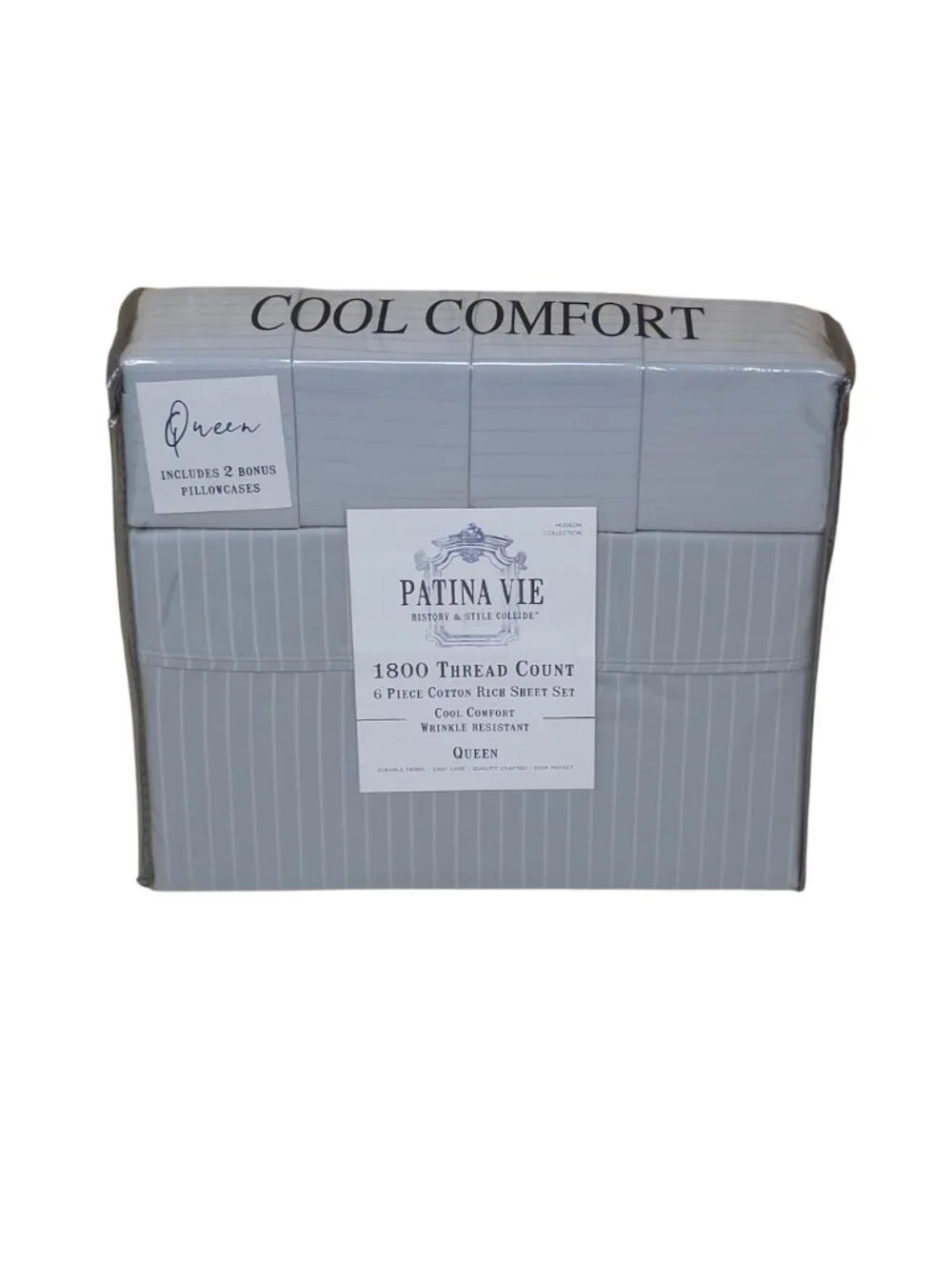 Patina Vie 1800 Thread Count 6-Piece Queen Sheet Set Cool Comfort Cotton Blend